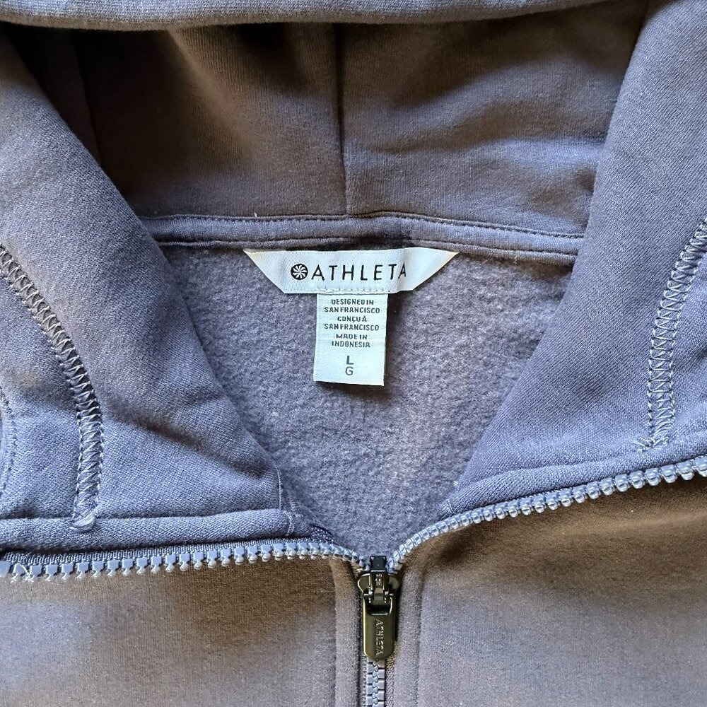 ATHLETA Forever Fleece 1/2 Zip Hoodie Size L NEW NWT Sweatshirt Twilight Purple - Picture 9 of 15